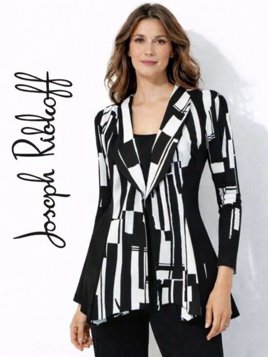 Joseph Ribkoff Jackets & Blazers - JOSEPH RIBKOFF Striped Jacket Monochrome Stretch  blazer Size 6